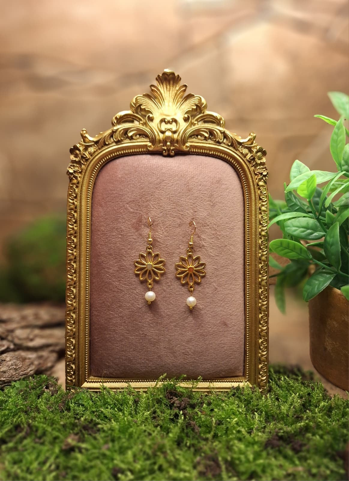 Floral Sunrise – Handgefertigte Ohrringe aus Edelstahl mit Süßwasserperlen 925| Julina’s Jewelry
